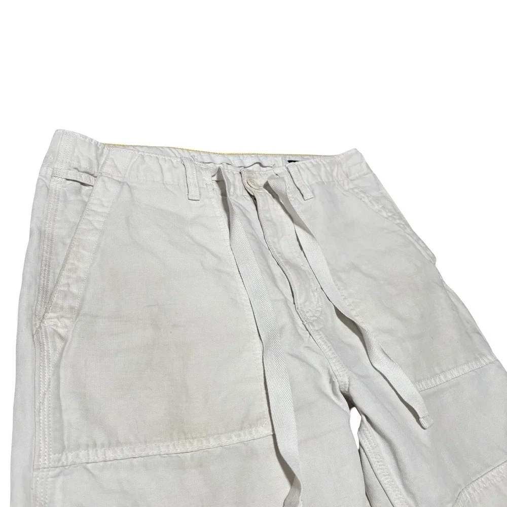 Banana Republic Women's Baggy Linen Blend Pants Ivory‎ *Stained* Size 33 x 29